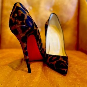 Christian Louboutin So Kate Leopard Calf Skin Pump Size 40